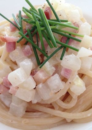 ハムと大根のクリームパスタ　昆布水仕立て-レシピのメイン写真