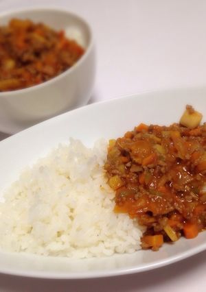 トマト消費★野菜嫌いの為のハンバーグ味丼-レシピのメイン写真