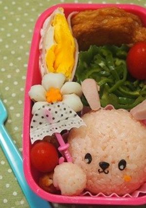 日傘を持ったうさぎちゃん弁当-レシピのメイン写真