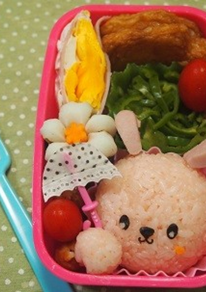 日傘を持ったうさぎちゃん弁当-レシピのメイン写真