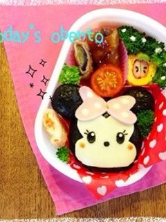 キャラ弁★簡単ミニーおにぎりお弁当-レシピのメイン写真