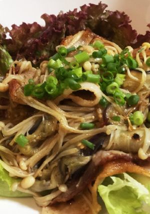 なすとえのき茸と豚バラのスパイシー炒め-レシピのメイン写真