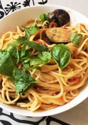ナスとトマトのクリームパスタ-レシピのメイン写真