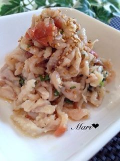 大葉香る♩さっぱり☆鶏皮の梅肉和え-レシピのメイン写真