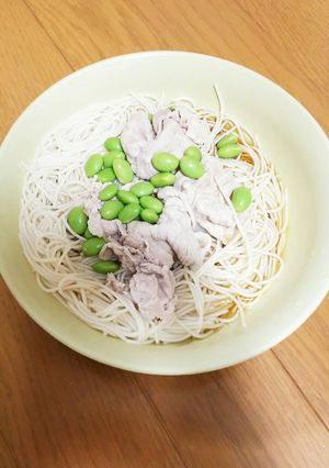 枝豆豚肉そうめん-レシピのメイン写真