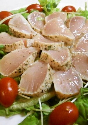 ビンチョウマグロの洋風たたきサラダ仕立て-レシピのメイン写真