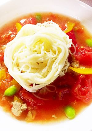 夏野菜を和風出汁で冷たいにゅうめん-レシピのメイン写真