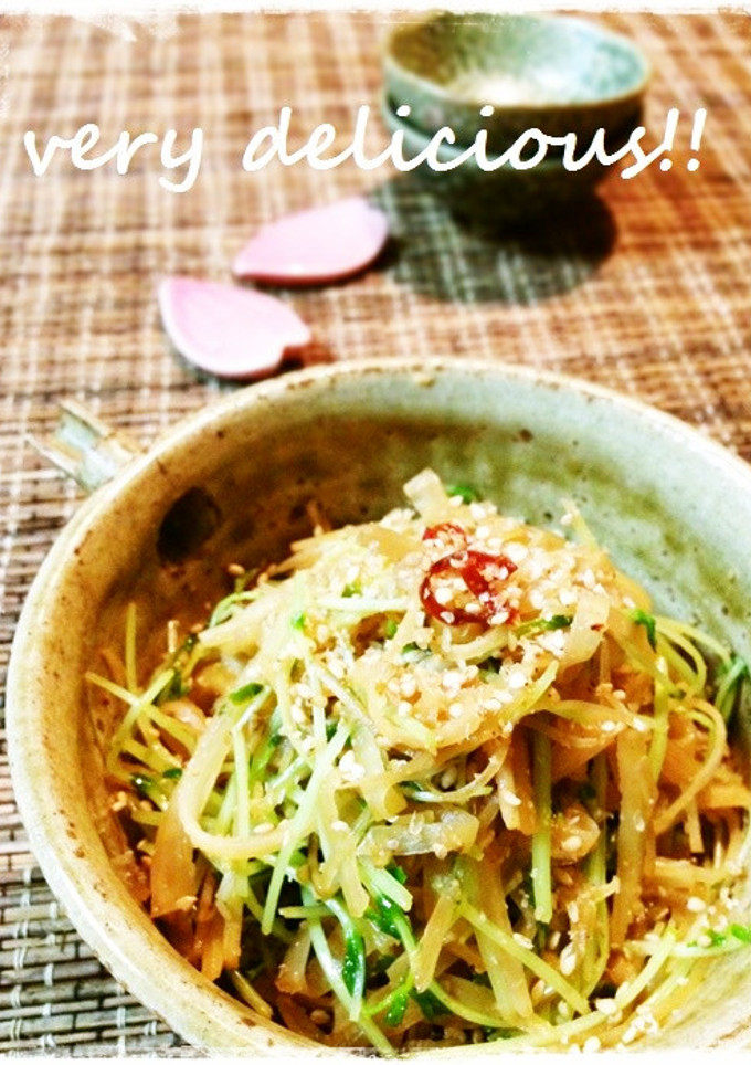 大根の皮と豆苗のキンピラ風♡-レシピのメイン写真