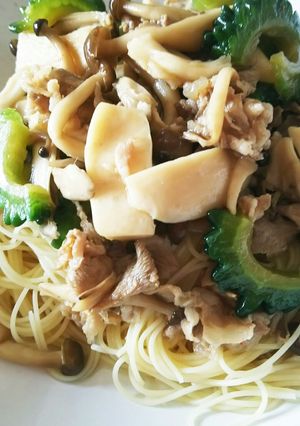 たっぷりキノコと豚バラの和風冷製パスタ-レシピのメイン写真