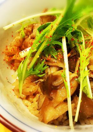 ポン酢で簡単♡豚バラと舞茸の炊き込みご飯-レシピのメイン写真