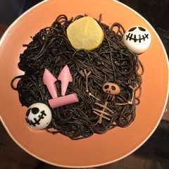 รูปของ イカスミパスタでハロウィンの夜プレート★