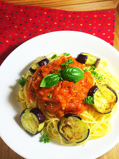 ナスのトマトソースパスタ-レシピのメイン写真