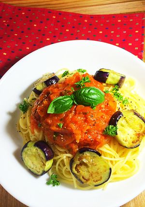 ナスのトマトソースパスタ-レシピのメイン写真
