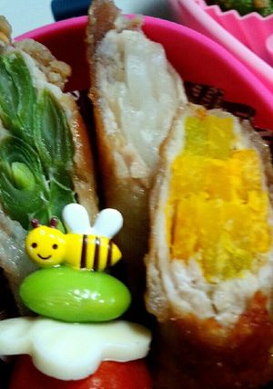 お弁当に簡単♪薄切りロースで3種野菜巻き-レシピのメイン写真