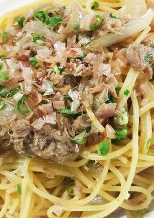 ツナと玉ねぎのにんにく醤油パスタ-レシピのメイン写真