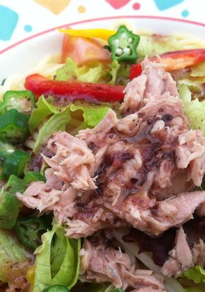 ツナとオクラの冷製パスタ 梅肉ソース-レシピのメイン写真