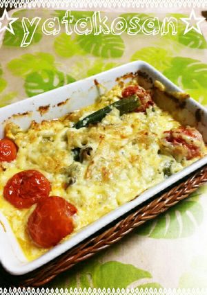 夏うま！おくら&トマトのしらすチーズ焼き-レシピのメイン写真