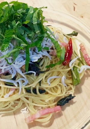 しらすと空芯菜のペペロンチーノ-レシピのメイン写真