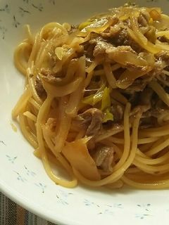 牛肉とネギの和風パスタ-レシピのメイン写真