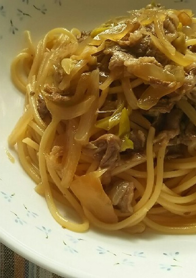 牛肉とネギの和風パスタ-レシピのメイン写真