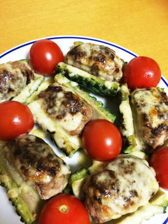 ゴーヤの肉詰めチーズ焼き-レシピのメイン写真