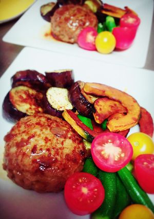 卵アレok♡ポン酢de夏野菜ハンバーグ-レシピのメイン写真