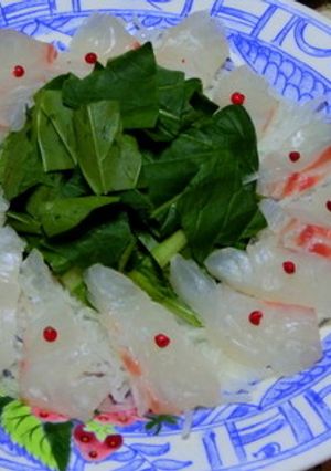 生の小松菜で鯛のお刺身サラダ-レシピのメイン写真