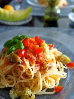 トマトとナスの冷製パスタ-レシピのメイン写真