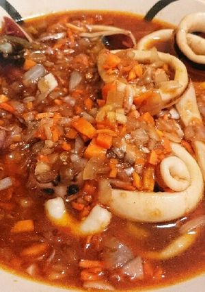 ( 'ω'o[甘辛＊豆板醤イカ炒め]o-レシピのメイン写真