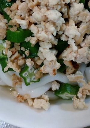鶏そぼろとオクラの冷やしうどん-レシピのメイン写真