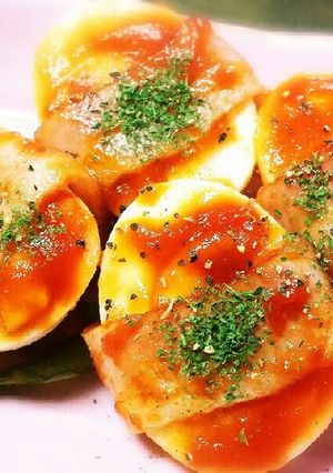 簡単！ゆでたまごのベーコンケチャップ焼き-レシピのメイン写真