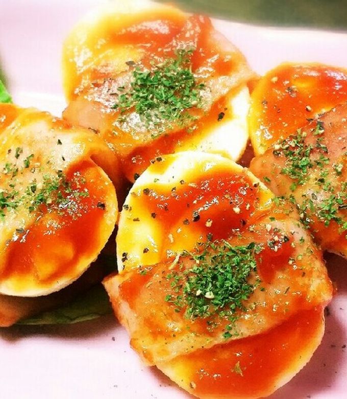 簡単！ゆでたまごのベーコンケチャップ焼き-レシピのメイン写真