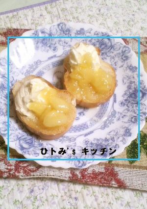 まるでケーキ♡桃クリチの御洒落バケット-レシピのメイン写真