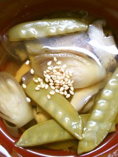 簡単 みょうが 絹さや 椎茸のお吸い物!-レシピのメイン写真