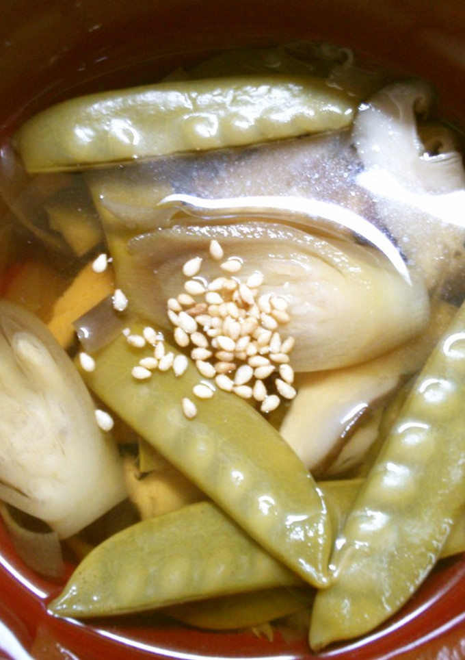 簡単 みょうが 絹さや 椎茸のお吸い物！-レシピのメイン写真