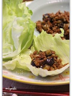 豚ひき肉となすの甘みそ炒め レタス包み-レシピのメイン写真
