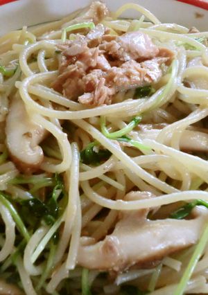 豆苗とツナパスタ　～マッシュルーム入り～-レシピのメイン写真
