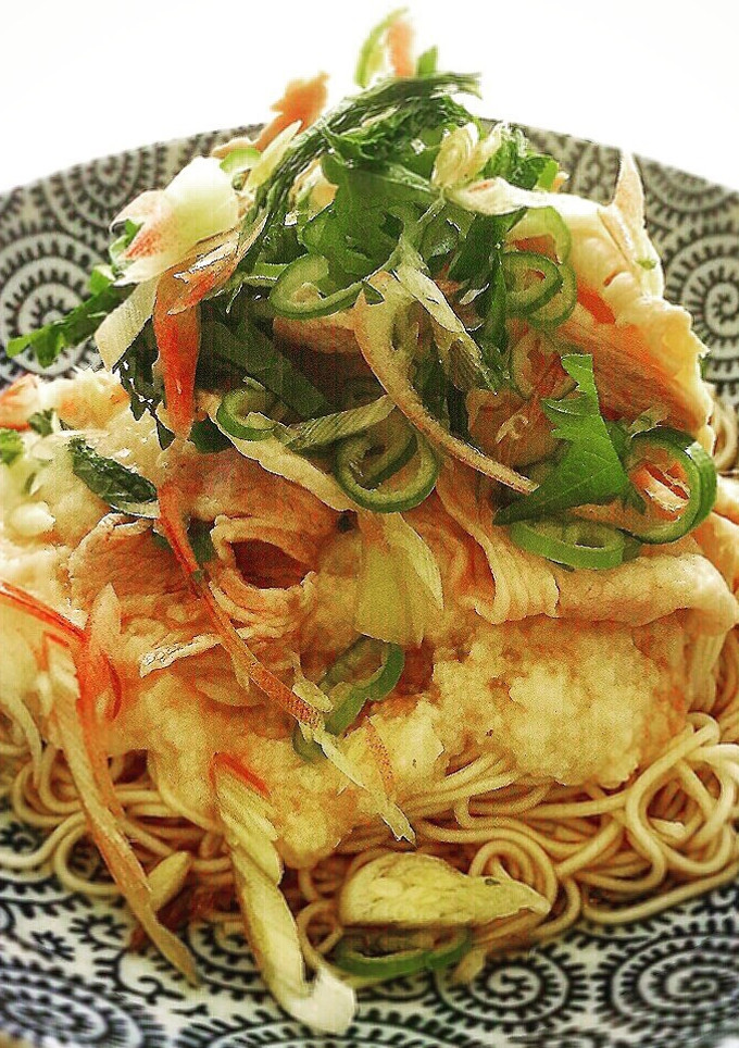 冷しゃぶととろろのぶかっけそうめん♡-レシピのメイン写真