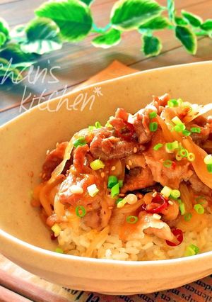 ✿ガッツリ♡豚肉の甘辛ポン酢炒め丼✿-レシピのメイン写真