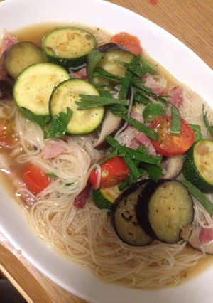 夏野菜の和風コンソメにゅうめん-レシピのメイン写真