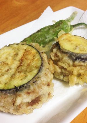 ナスの肉詰ハンバーグ天-レシピのメイン写真