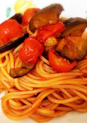 ケチャップで！ナスとミニトマトのパスタ-レシピのメイン写真