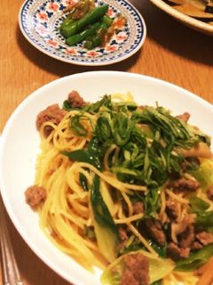 ひき肉と九条ネギのパスタ-レシピのメイン写真