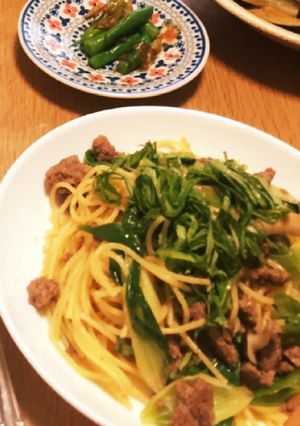ひき肉と九条ネギのパスタ-レシピのメイン写真