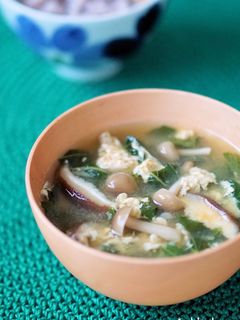 ❀モロヘイヤ&茸のかき玉味噌汁❀-レシピのメイン写真