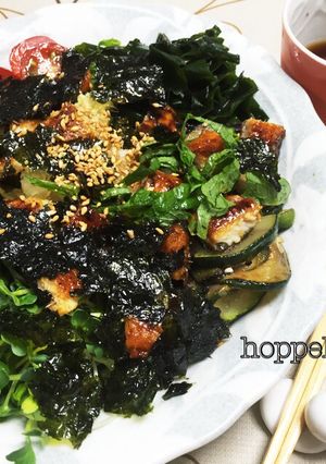 夏うどん♡鰻と夏野菜サラダの冷製うどん-レシピのメイン写真