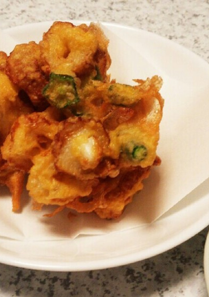 暑い時は…ちくわとオクラとイカのかき揚げ-レシピのメイン写真