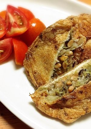 ミョウガと納豆のおきつね焼き-レシピのメイン写真