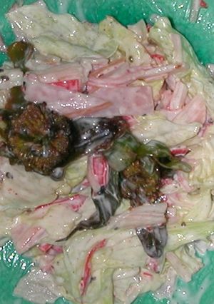 レタス&ふきのとう&ハム&蟹カマのサラダ-レシピのメイン写真