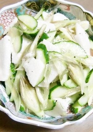 みょうがと長芋ときゅうりの、白だしサラダ-レシピのメイン写真